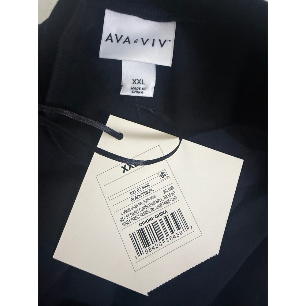 Ava & Viv Womens XXL Black Mock Neck Sleeveless Mixed Media Midi Dress Pockets - Picture 2 of 7
